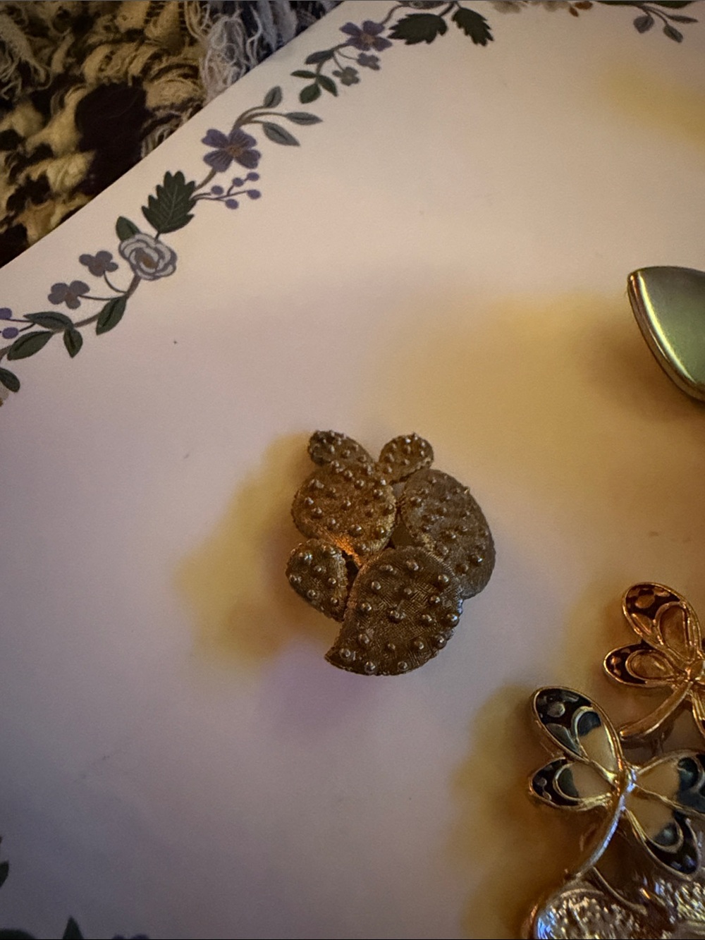 VINTAGE 1950'S GILT CACTUS CLIP ON EARRING BY TORTOLANI